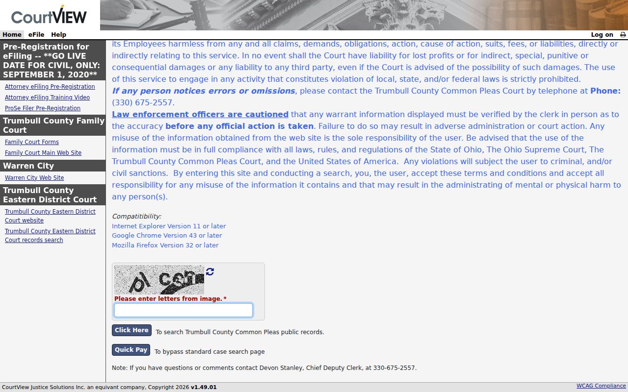 Warren resident lookup Trumbull County Common Pleas eAccess