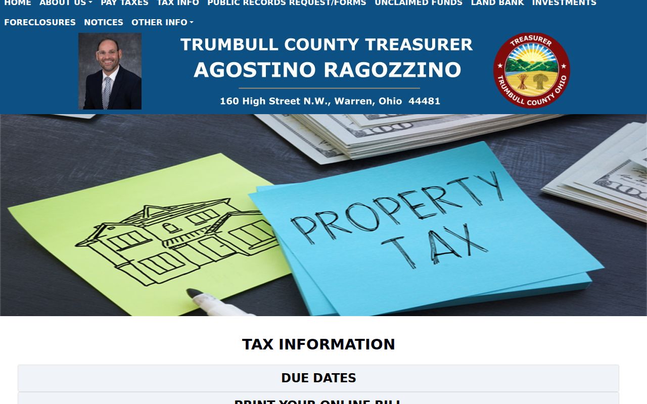 Warren street directory Trumbull County Treasurer tax information